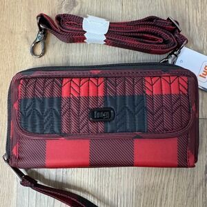 Lug KICKFLIP 3 Convertible RFID Wallet Crossbody in Buffalo Check Red NWT